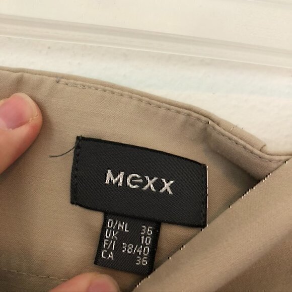 MEXX Solid Tan Beige Straight Pencil Work Cotton Knee Length Skirt UK 10 / US 6 - Picture 5 of 11